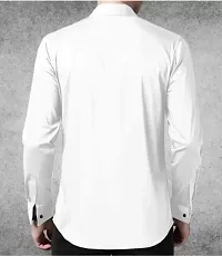 Men's White Cotton Solid Long Sleeves Regular Fit Casual Shirt-thumb4
