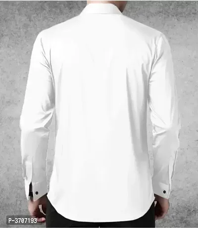 Men's White Cotton Solid Long Sleeves Regular Fit Casual Shirt-thumb5