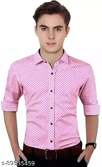 Pink Cotton Printed Casual Shirts For Men-thumb2