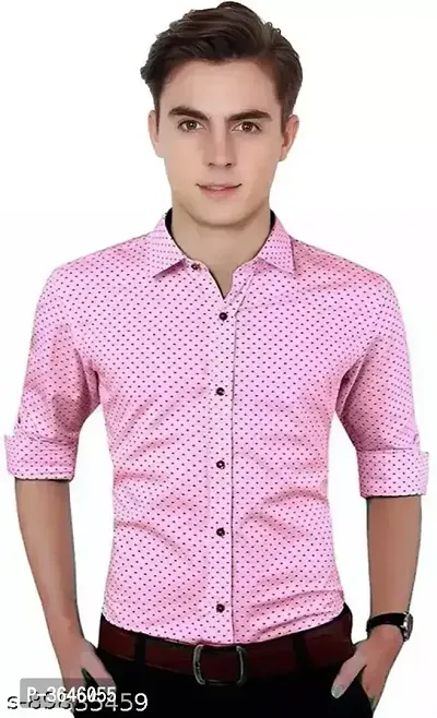 Pink Cotton Printed Casual Shirts For Men-thumb3