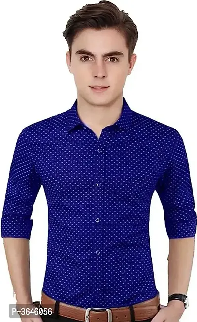 Blue Cotton Printed Casual Shirts For Men-thumb2