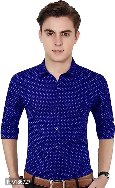 Stylish Blue Polycotton Casual Shirts For Men-thumb3