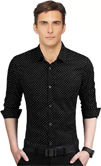 Black Cotton Printed Casual Shirts For Men-thumb3