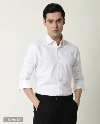 White Cotton Solid Casual Shirts For Men-thumb5