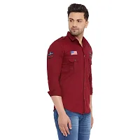 Stylish Fancy Cotton Blend Mehroon Double Pocket Patch Shirt For Men-thumb2