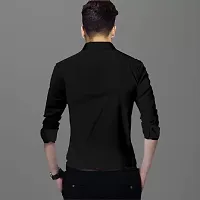 Black Cotton Solid Casual Shirts For Men-thumb2