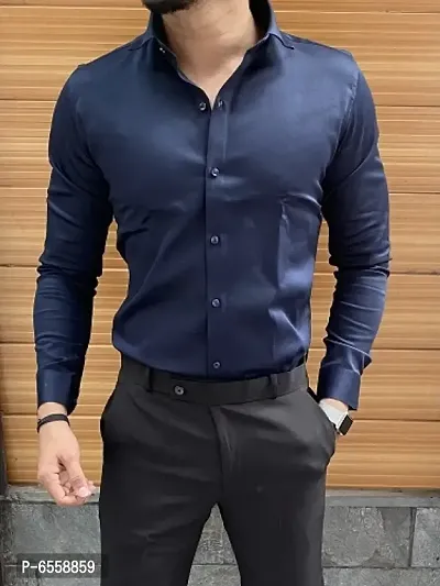 Stylish Lycra Solid Casual Shirt For Men-thumb2