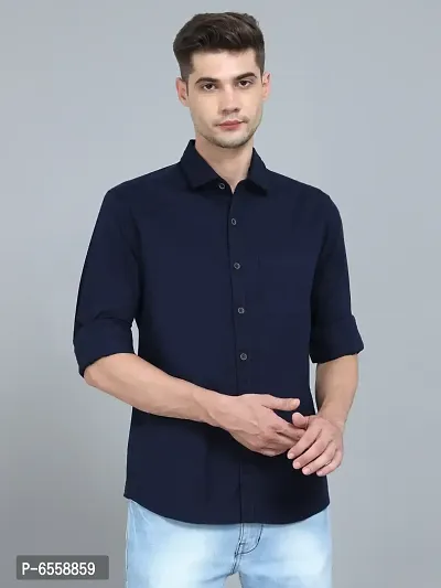Stylish Lycra Solid Casual Shirt For Men-thumb4