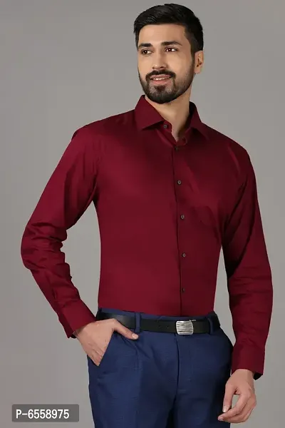 Stylish Cotton Blend Solid Long Sleeves Casual Shirt For Men-thumb3