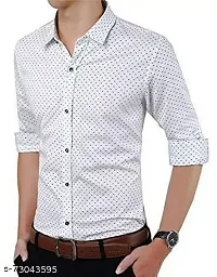 Stylish White Printed Long Sleeves Shirt For Men-thumb2