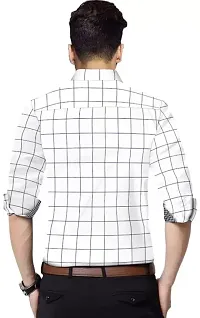 White Cotton Checked Casual Shirts For Men-thumb3