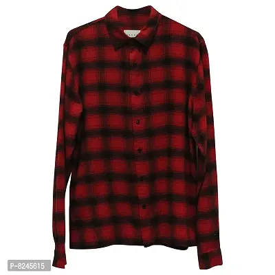 Red Cotton Checked Casual Shirts For Men-thumb4