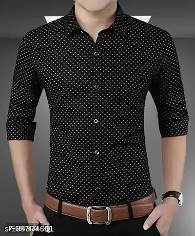 Black Cotton Printed Casual Shirts For Men-thumb3