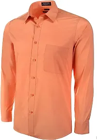 Men's Orange Cotton Solid Long Sleeves Regular Fit Casual Shirt-thumb1