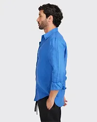 Elegant Blue Cotton Solid Casual Shirts For Men-thumb1