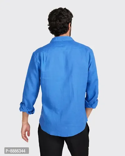 Elegant Blue Cotton Solid Casual Shirts For Men-thumb3