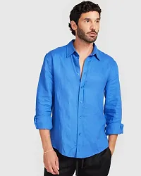 Elegant Blue Cotton Solid Casual Shirts For Men-thumb3