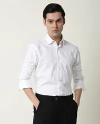 White Cotton Solid Casual Shirts For Men-thumb2