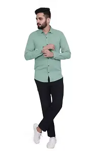 Green Cotton Solid Casual Shirts For Men-thumb1