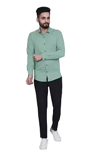 Green Cotton Solid Casual Shirts For Men-thumb3