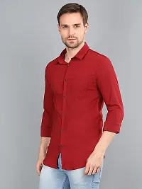 Maroon Cotton Solid Casual Shirts For Men-thumb3