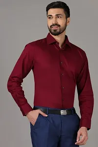 Elegant Maroon Cotton Solid Casual Shirts For Men-thumb1