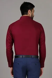 Elegant Maroon Cotton Solid Casual Shirts For Men-thumb2