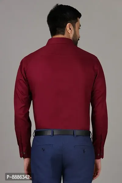 Elegant Maroon Cotton Solid Casual Shirts For Men-thumb3