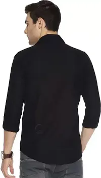 Elegant Black Cotton Solid Casual Shirts For Men-thumb3