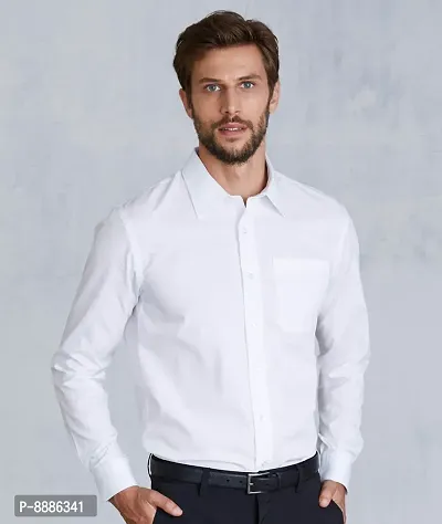 Elegant White Cotton Solid Casual Shirts For Men-thumb4