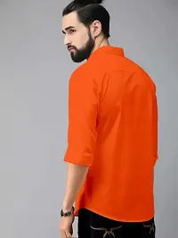 Stylish Orange Solid Long Sleeves Shirt For Men-thumb2