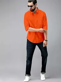 Stylish Orange Solid Long Sleeves Shirt For Men-thumb3