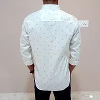 Men's White Cotton Printed Long Sleeves Regular Fit Casual Shirt-thumb3