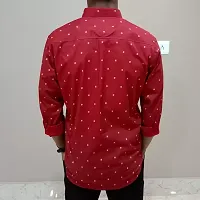 Men's Red Cotton Printed Long Sleeves Regular Fit Casual Shirt-thumb2