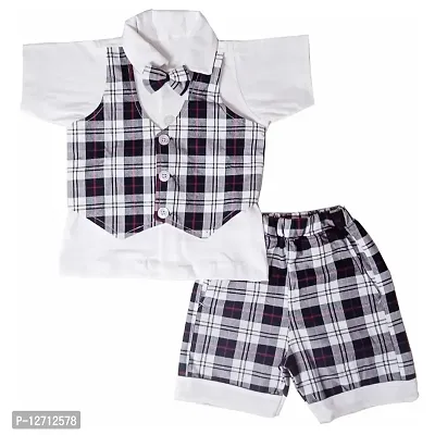 Boys Black  White Check Cotton Dress