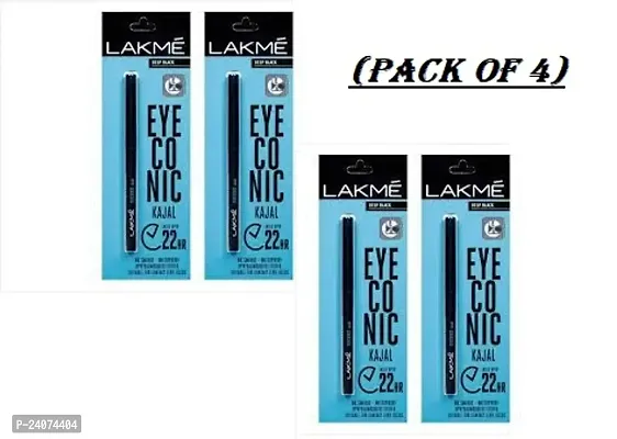Eyeconic Pencil Kajal, Black, Water Proof, Smudge Proof, Lasts Upto 22 Hrs (pack of 4)-thumb0