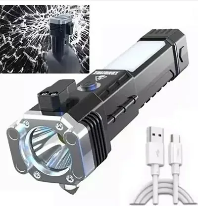 Portable Rechargeable Torch LED Flashlight Long Distance Beam Range with Power Bank