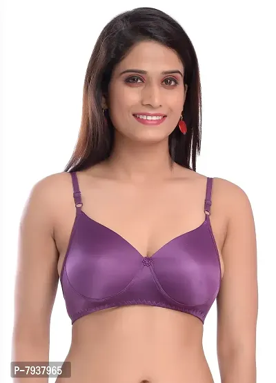 Stylish Purple Silk Lycra Solid T-Shirt Bras For Women