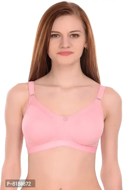 Elina Stylish Pink Cotton Hosiery Solid T-Shirt Bras For Women