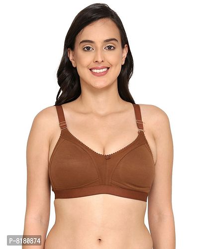 Elina Stylish Brown Cotton Hosiery Solid T-Shirt Bras For Women
