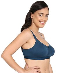 Elina Stylish Navy Blue Cotton Hosiery Solid T-Shirt Bras For Women-thumb2