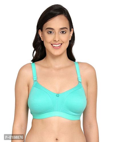 Elina Stylish Turquoise Cotton Hosiery Solid T-Shirt Bras For Women