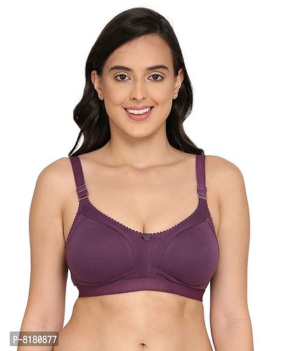 Elina Stylish Purple Cotton Hosiery Solid T-Shirt Bras For Women-thumb0