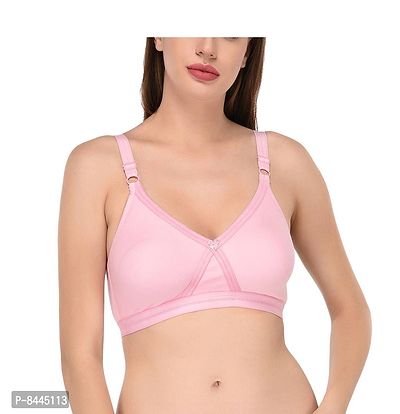 Buy Comfortable Cotton Pink Solid T-Shirt Bras For Women Online In