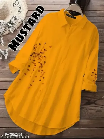 P-02 Womens Mustard Rayon Embroidered Shirt-thumb0