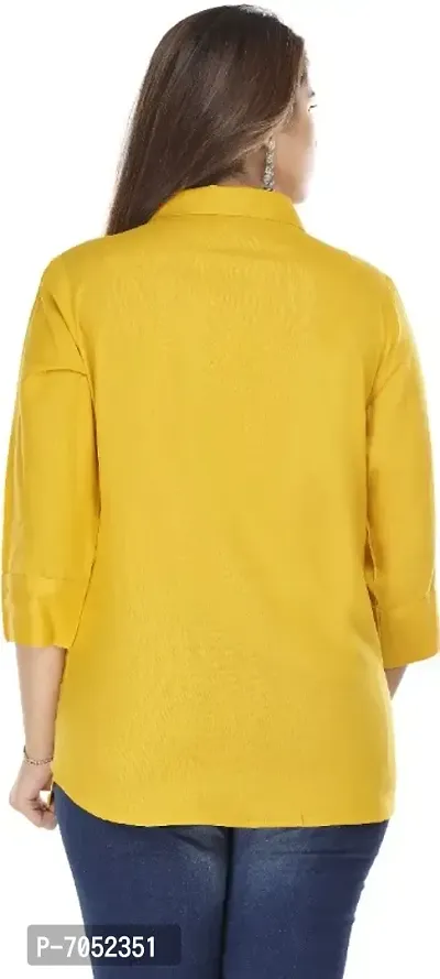 P-02 Womens Mustard Rayon Embroidered Shirt-thumb2