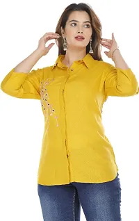 P-02 Womens Mustard Rayon Embroidered Shirt-thumb2