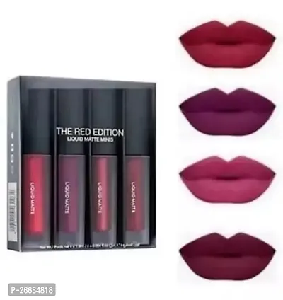 Red Edition Matte Liquid Lipstick Pack of 4-thumb0