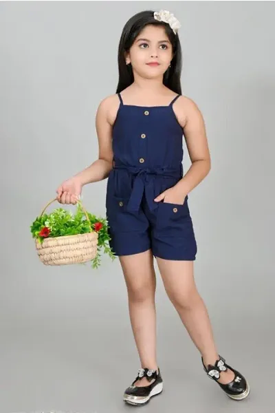 Kids Girls Solid Jumpsuits