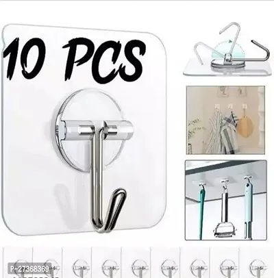 Self Adhesive Heavy Duty Sticky Hooks for Hanging, Pack of 10-thumb0